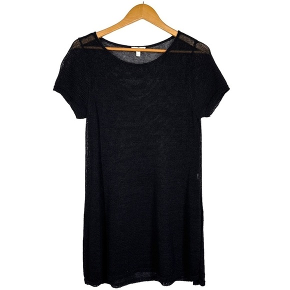 Eileen Fisher Organic Linen Loose Knit Tunic Top in Black M - Picture 1 of 7
